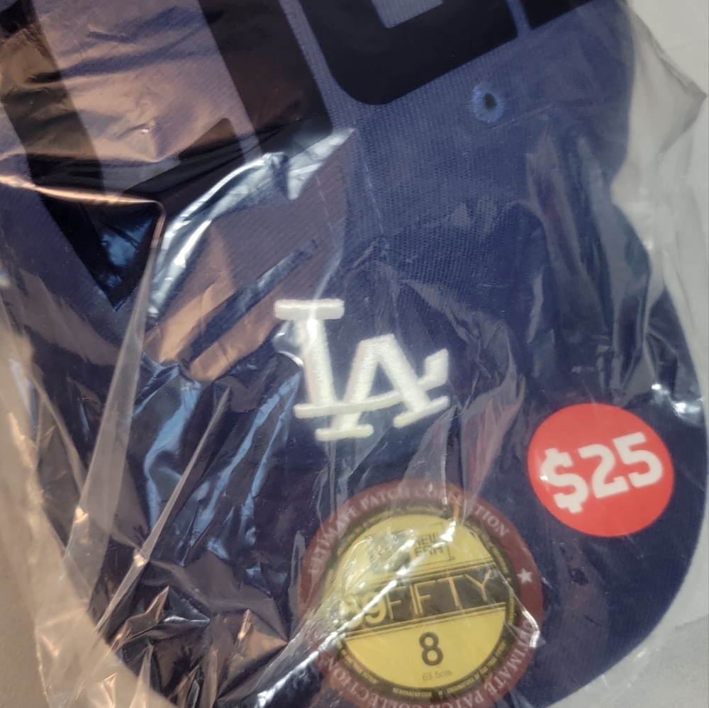 Los Angeles dodgers size 8 new era hat with anniversary patch
